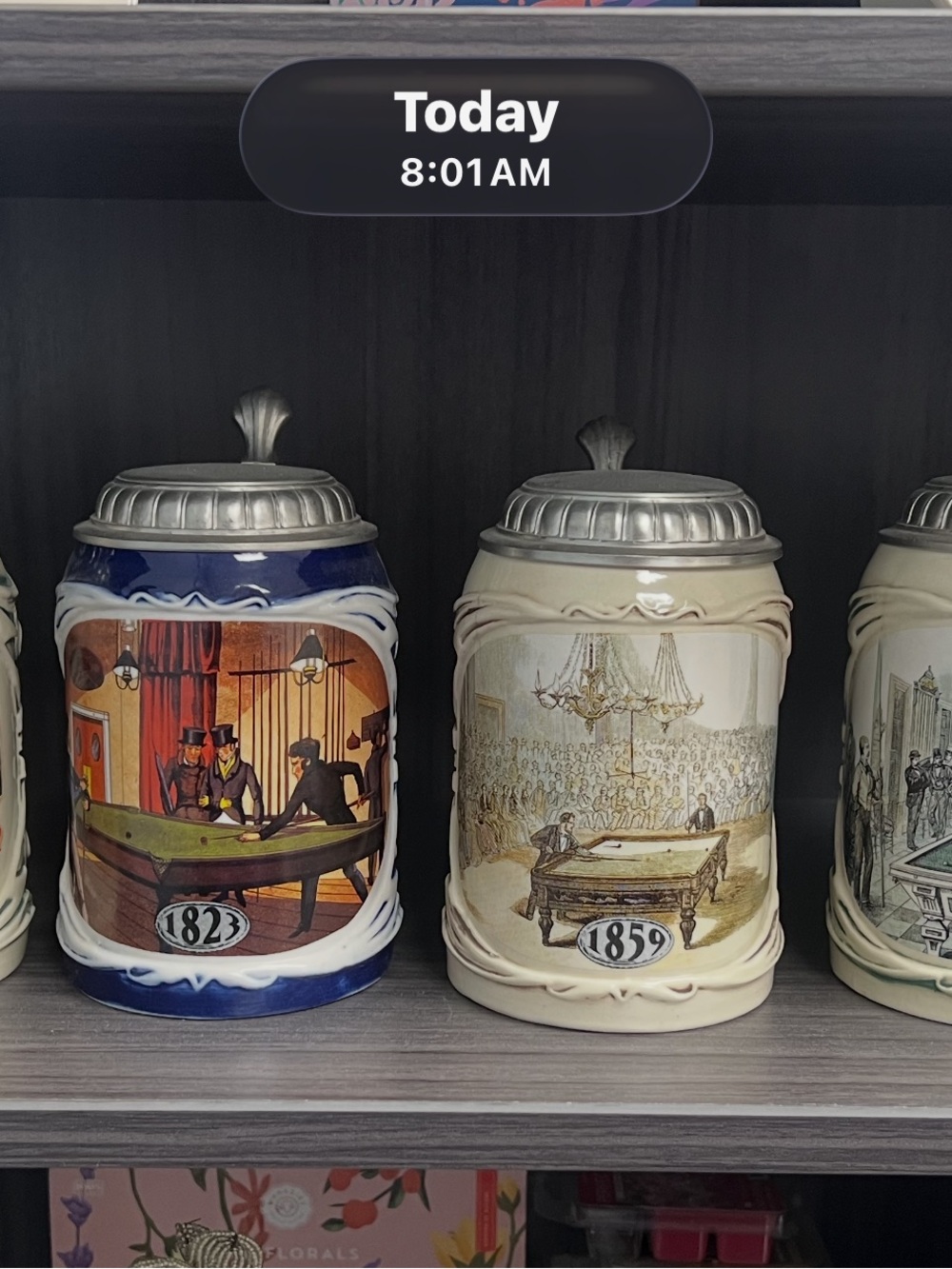 Ceramic Beer Stein with Pewter Lid - Cream Billiard Congress of America
